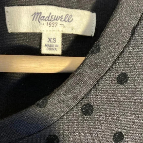 Madewell black  polka dots peplum top - Picture 4 of 5